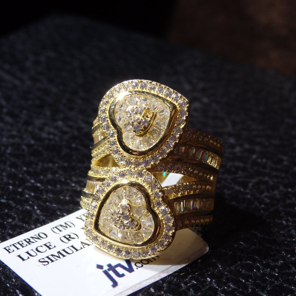 Double Heart 18k gold cluster statement SOLD